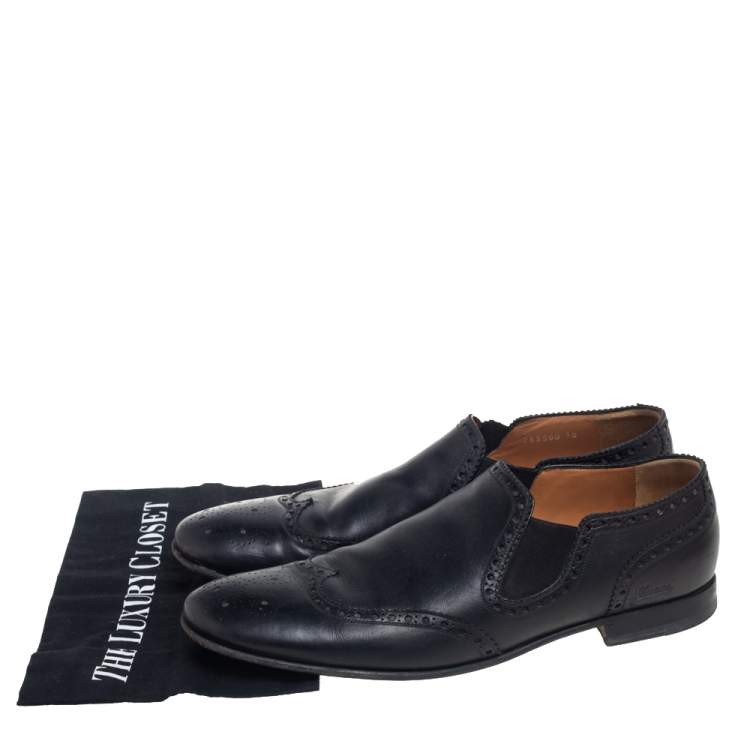 Pre Owned Gucci Black Brogue Leather Loafers Size 44