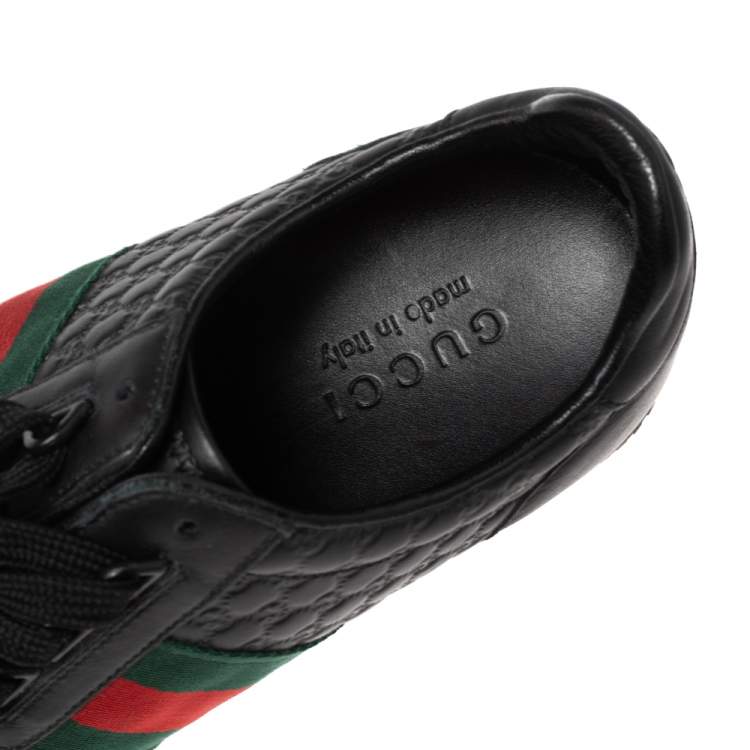 Pre Owned Gucci Black Guccissima Leather Low Top Sneakers Size 44