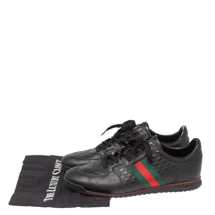 Pre Owned Gucci Black Guccissima Leather Low Top Sneakers Size 44