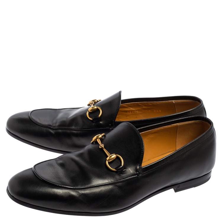 Pre Owned Gucci Black Leather Horsebit Loafers Size 44.5