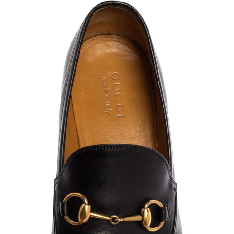 Pre Owned Gucci Black Leather Horsebit Loafers Size 44.5