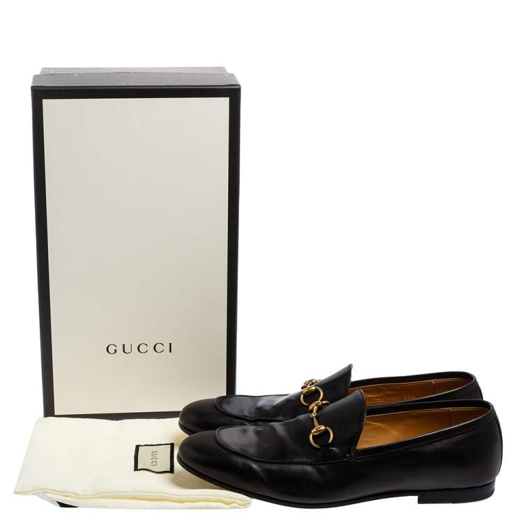 Pre Owned Gucci Black Leather Horsebit Loafers Size 44.5
