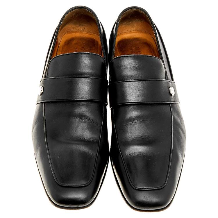 Pre Owned Gucci Black Leather Loafers Size 42.5