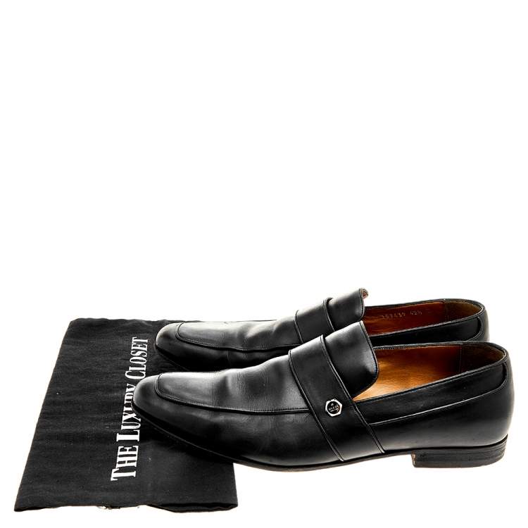 Pre Owned Gucci Black Leather Loafers Size 42.5