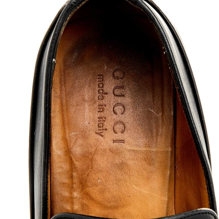 Pre Owned Gucci Black Leather Loafers Size 42.5