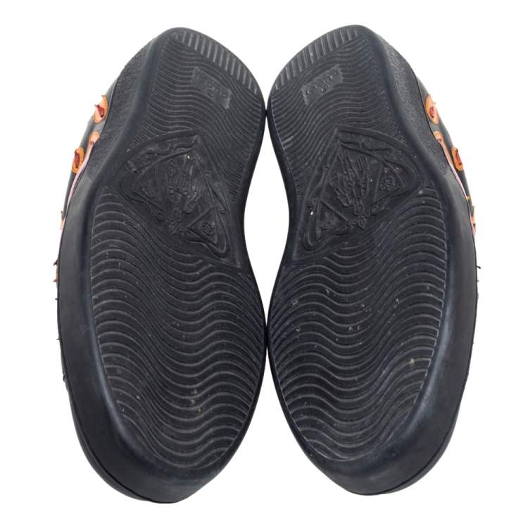 مملوكة مسبقًا Gucci Black Leather And Snakeskin Embossed  Ace Low Top Sneakers Size 41