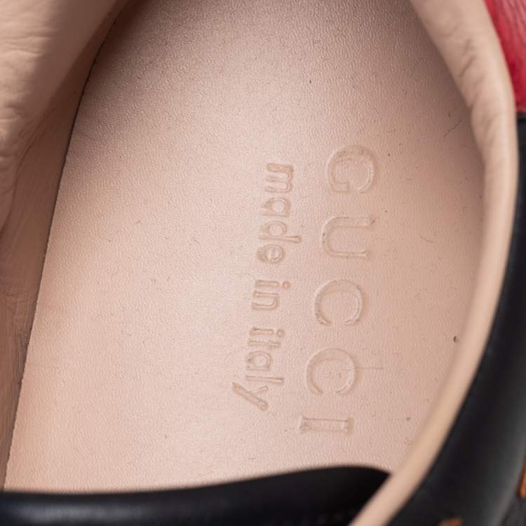مملوكة مسبقًا Gucci Black Leather And Snakeskin Embossed  Ace Low Top Sneakers Size 41