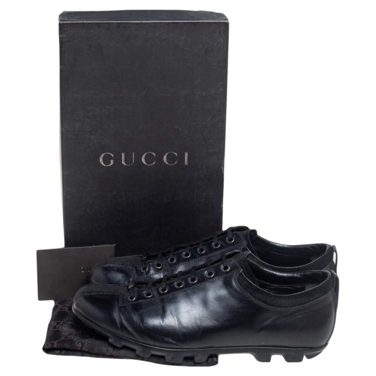Pre Owned Gucci Black Leather Lace Up Sneakers Size 44
