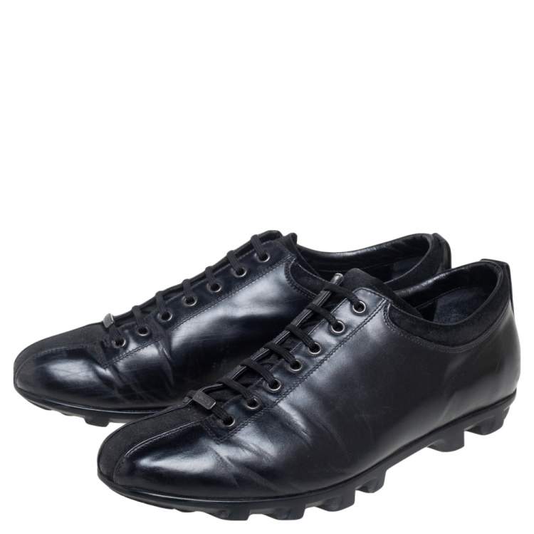 Pre Owned Gucci Black Leather Lace Up Sneakers Size 44