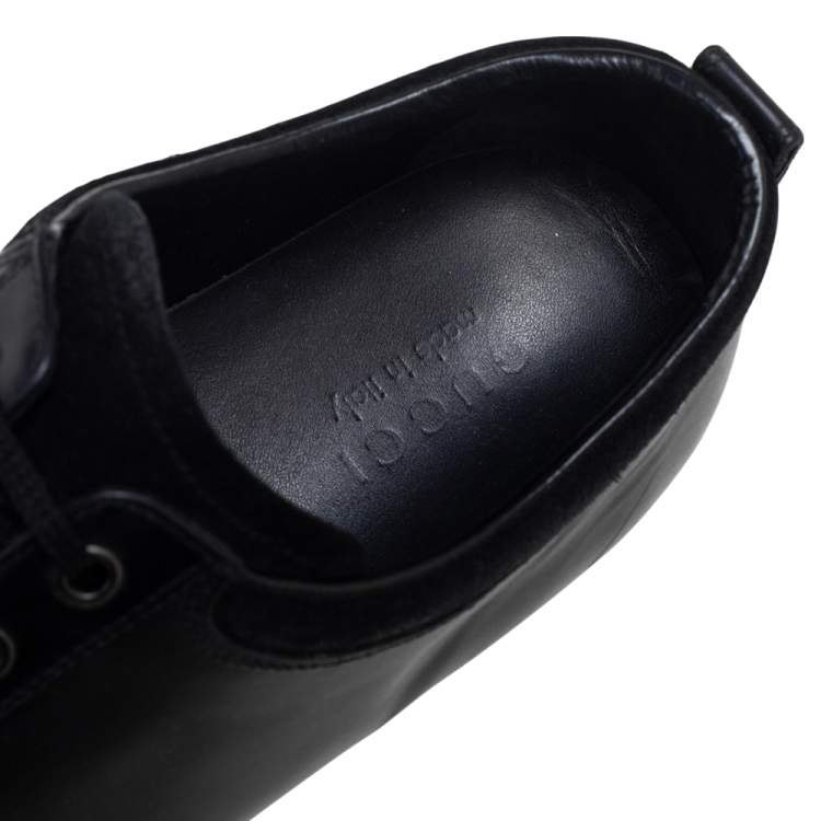 Pre Owned Gucci Black Leather Lace Up Sneakers Size 44