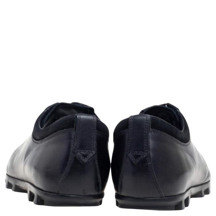 Pre Owned Gucci Black Leather Lace Up Sneakers Size 44