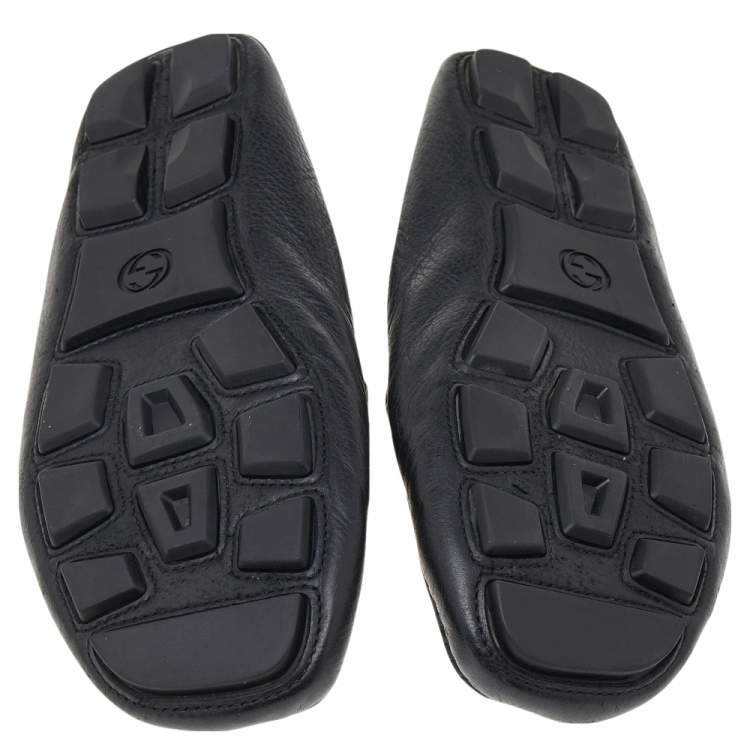 Pre Owned Gucci Black Leather Horsebit Slip On Loafers Size 43.5