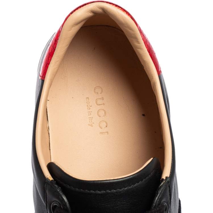 Pre Owned Gucci Black Leather Ace Low Top Sneakers Size 40