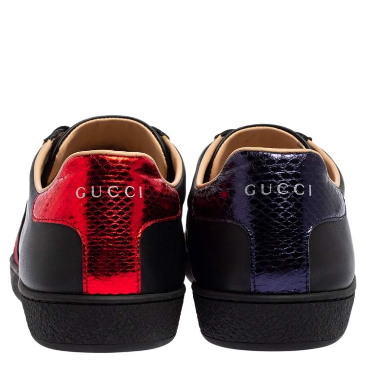Pre Owned Gucci Black Leather Ace Low Top Sneakers Size 40