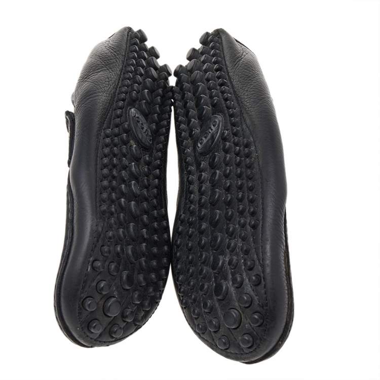 Pre Owned Gucci Black Leather Horsebit Slip On Loafers Size 40.5