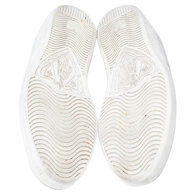 Pre Owned Gucci White Leather Web Ace Low Top Sneakers Size 45.5