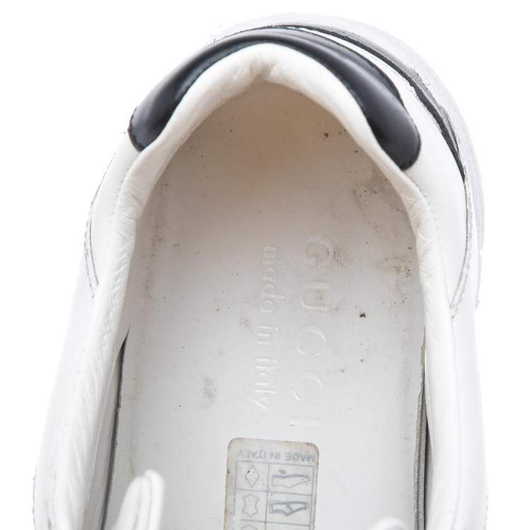 Pre Owned Gucci Black-White Leather Interlocking G Lace Sneakers Size 39