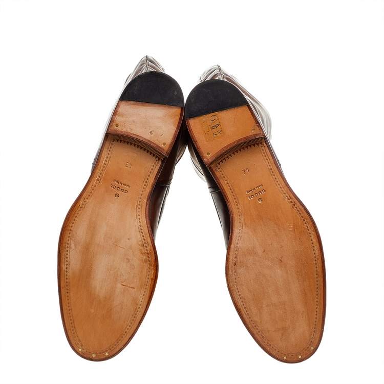 Pre Owned Gucci Dark Brown Leather Knee Length Boots Size 42