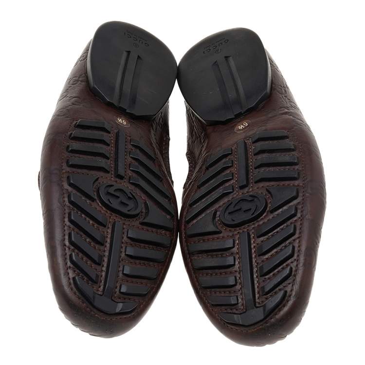 Pre Owned Gucci Brown Guccissima Leather Slip On Penny Loafers Size 40.5