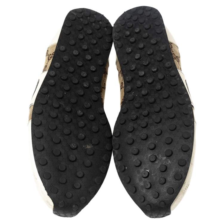 Pre Owned Gucci Cream GG Canvas and Leather Low Top Sneakers Size 43.5