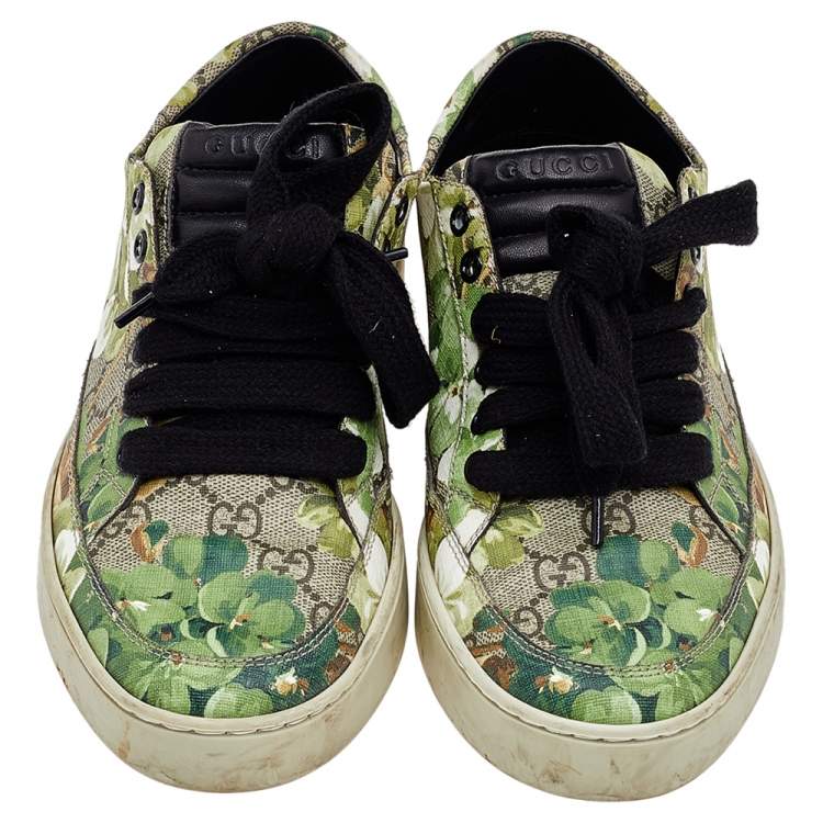 Pre Owned Gucci Multicolor Blooms Print GG Supreme Canvas Low Top Sneakers Size 40