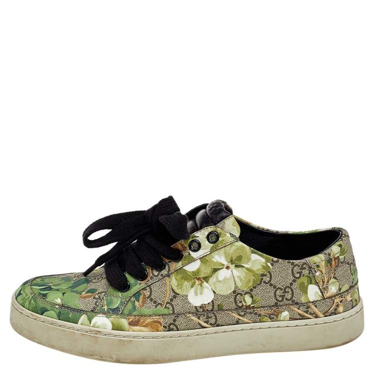 Gucci Multicolor Blooms Print GG Supreme Canvas Low Top Sneakers Size 40 | TLC