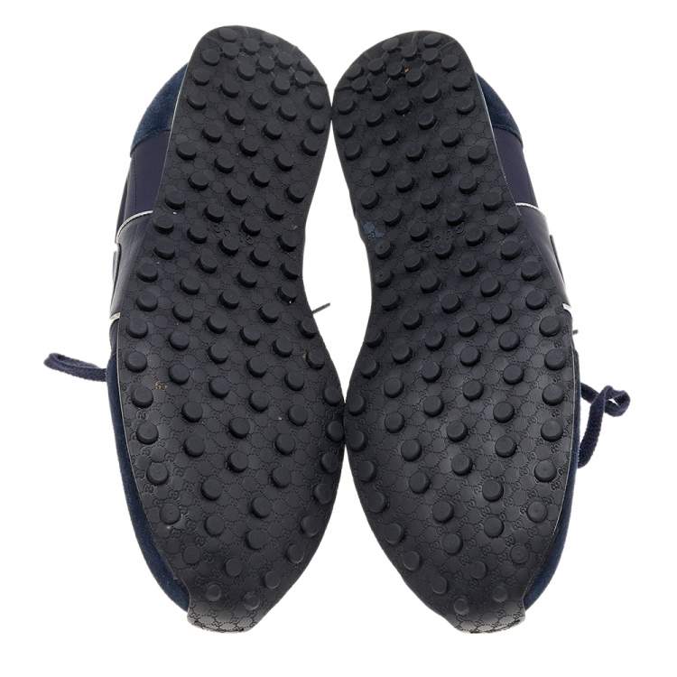 Pre Owned Gucci Navy Blue Suede and Nylon Low Top Sneakers Size 42.5
