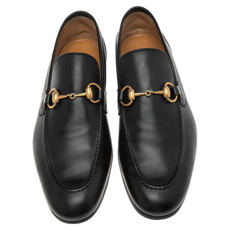Pre Owned Gucci Black Leather Horsebit Slip On Loafers Size 41