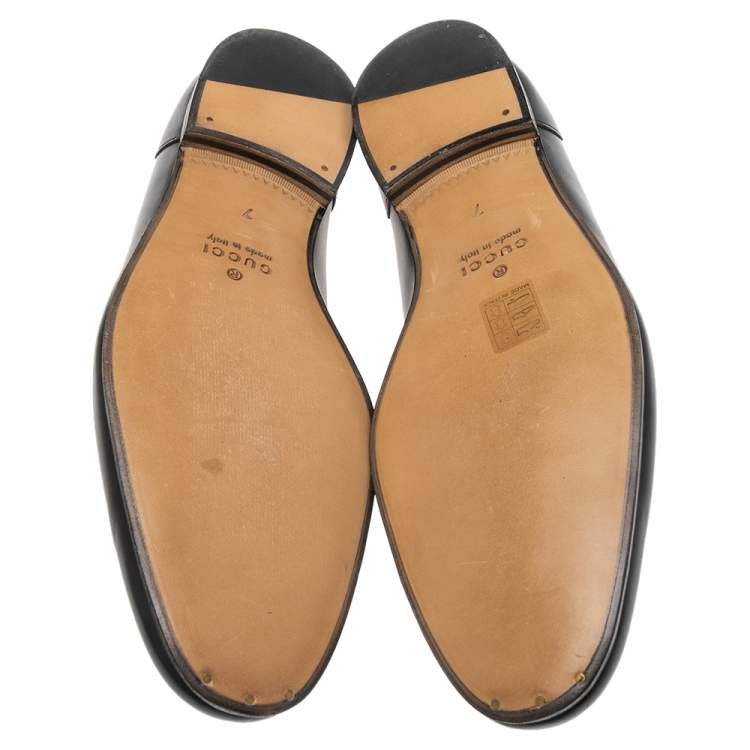 Pre Owned Gucci Black Leather Horsebit Slip On Loafers Size 41