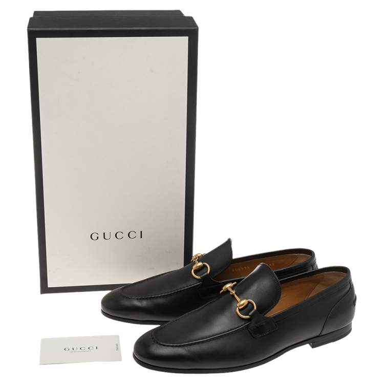 Pre Owned Gucci Black Leather Horsebit Slip On Loafers Size 41
