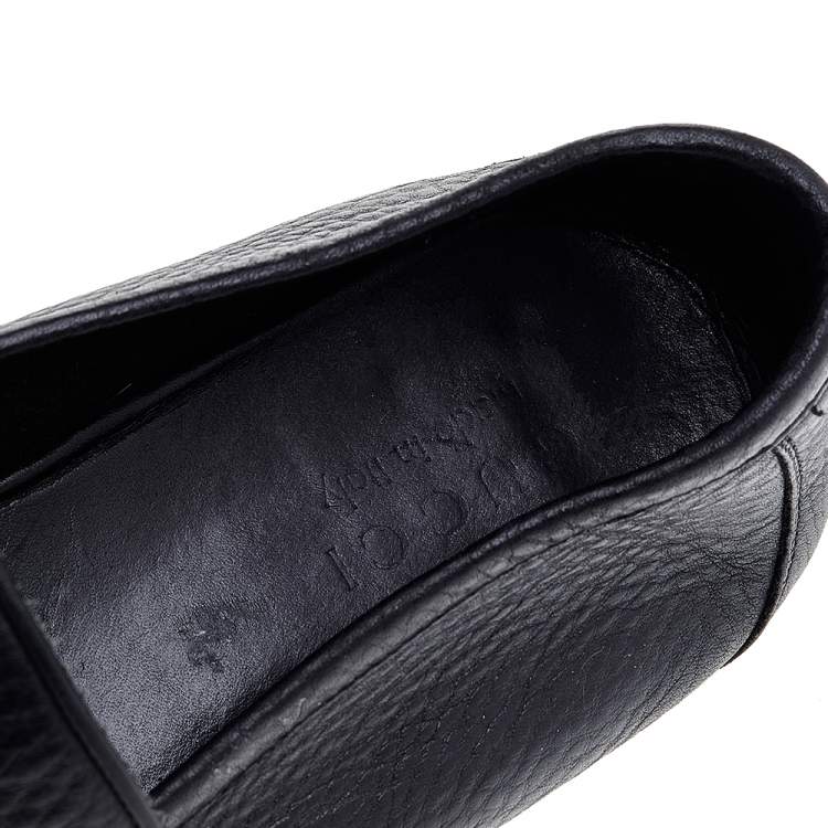 Pre Owned Gucci Black Leather Frederik Web Loafers Size 45