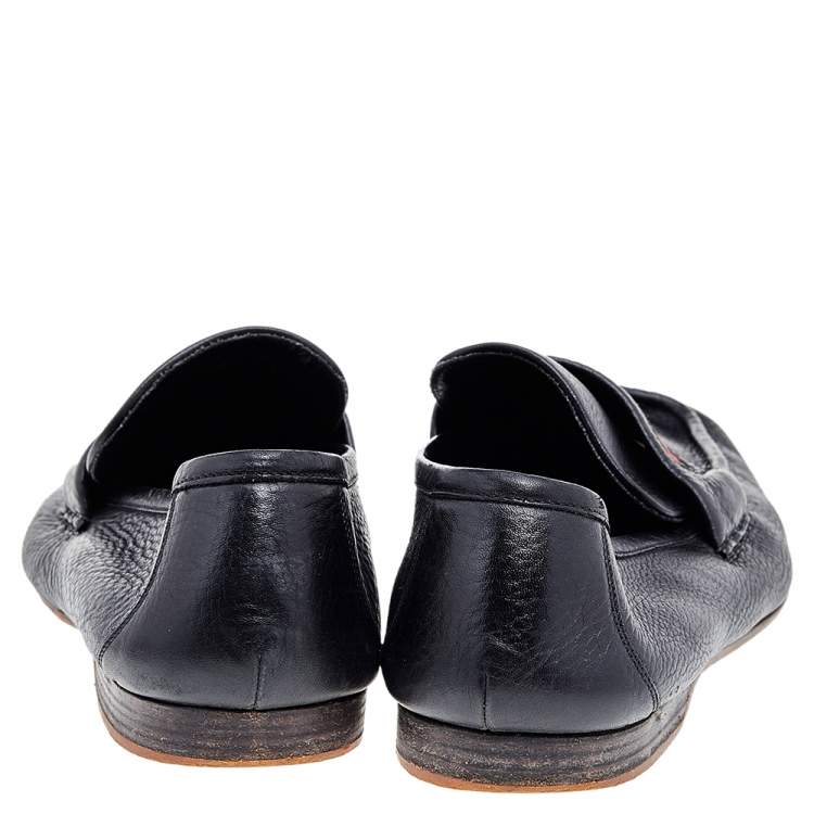 Pre Owned Gucci Black Leather Frederik Web Loafers Size 45