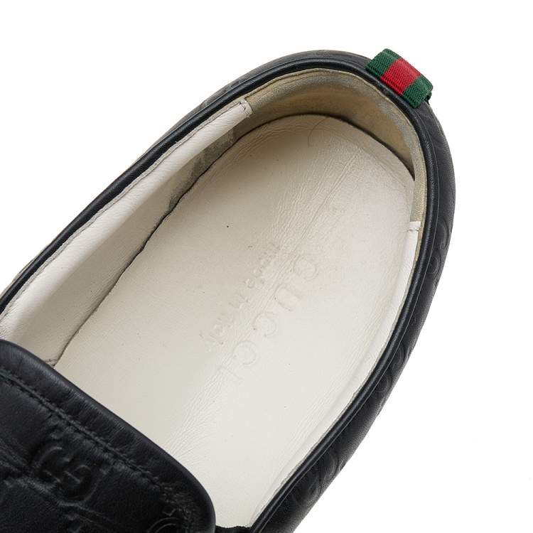مملوكة مسبقًا Gucci Black Guccissima Leather Slip On Sneakers Size 44