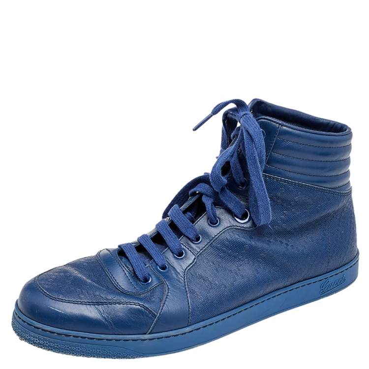 Gucci Blue Diamante High Top Sneakers Size 44 TLC