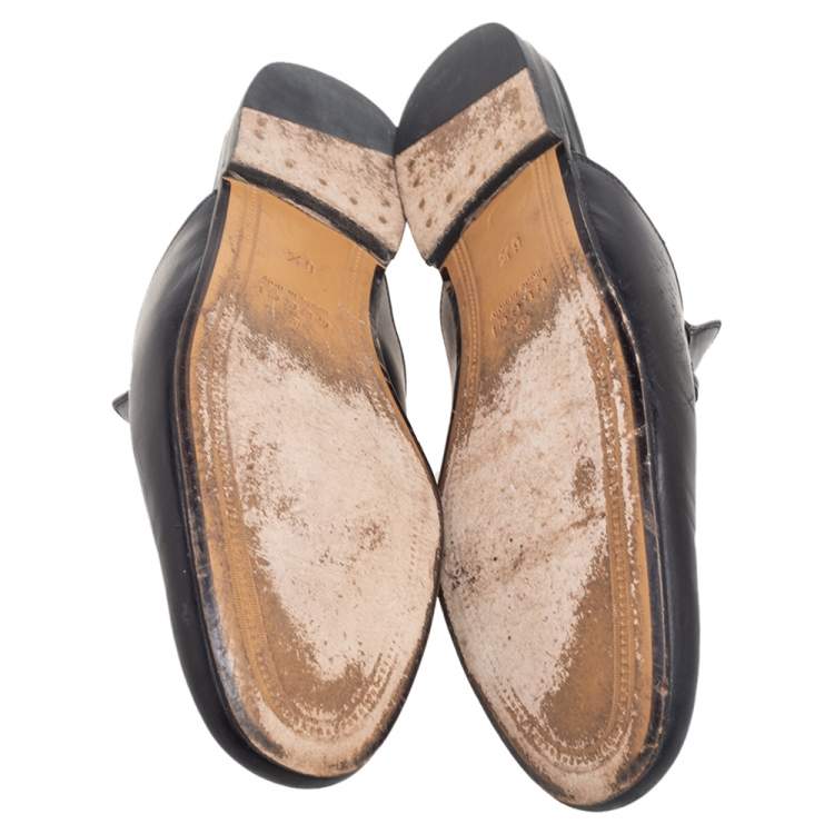 Pre Owned Gucci Black Leather Princetown Horsebit Mules Size 40.5