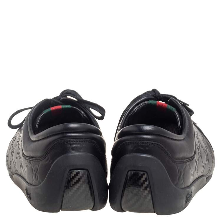 Pre Owned Gucci Black Guccissima Leather Low Top Sneakers Size 43.5