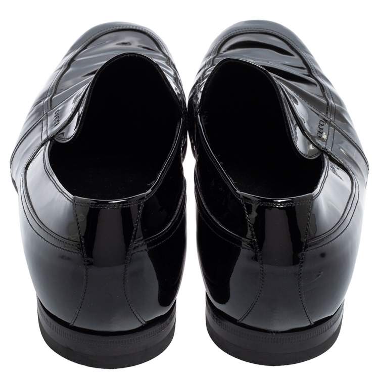 Pre Owned Gucci Black Patent Leather Slip-on Loafers Size 43