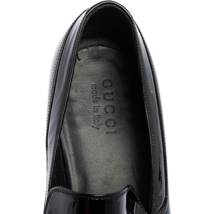 Pre Owned Gucci Black Patent Leather Slip-on Loafers Size 43