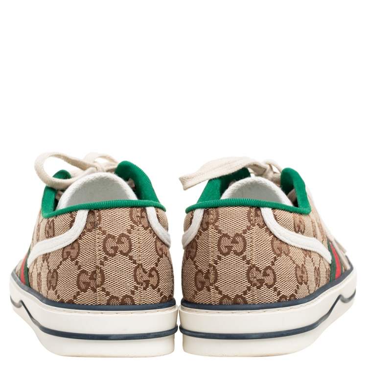 Pre Owned Gucci Beige/Brown GG Supreme Canvas Low Top Sneakers Size 41.5