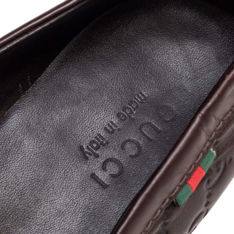 Pre Owned Gucci Brown Guccissima Leather Penny Loafers Size 44