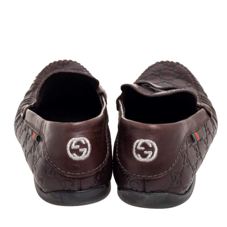 Pre Owned Gucci Brown Guccissima Leather Penny Loafers Size 44