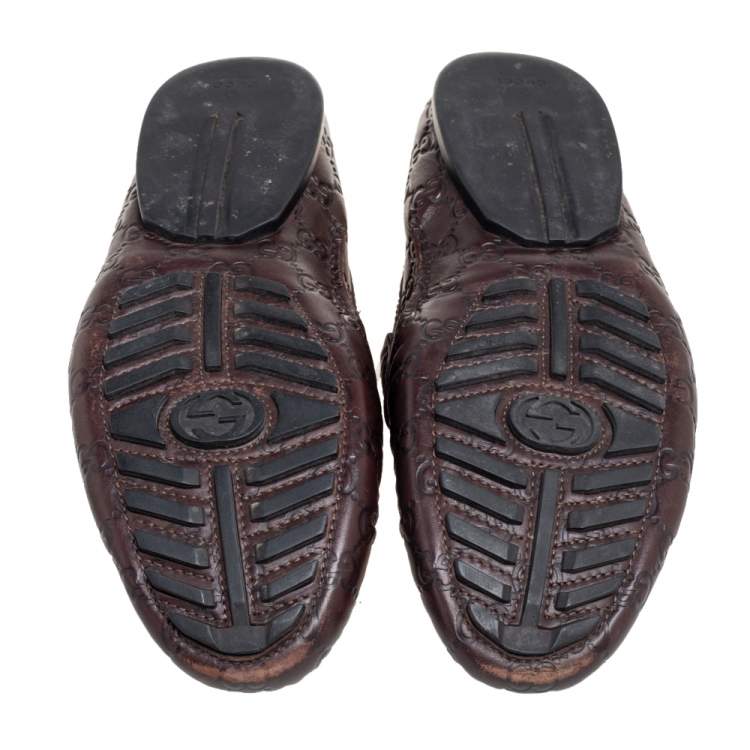 Pre Owned Gucci Brown Guccissima Leather Penny Loafers Size 44