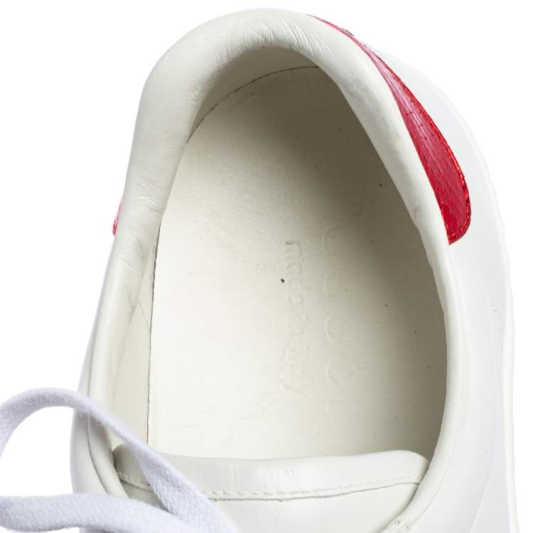 Pre Owned Gucci White Leather Web Ace Sneakers Size 41.5