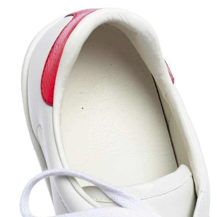 Pre Owned Gucci White Leather Web Ace Sneakers Size 41.5