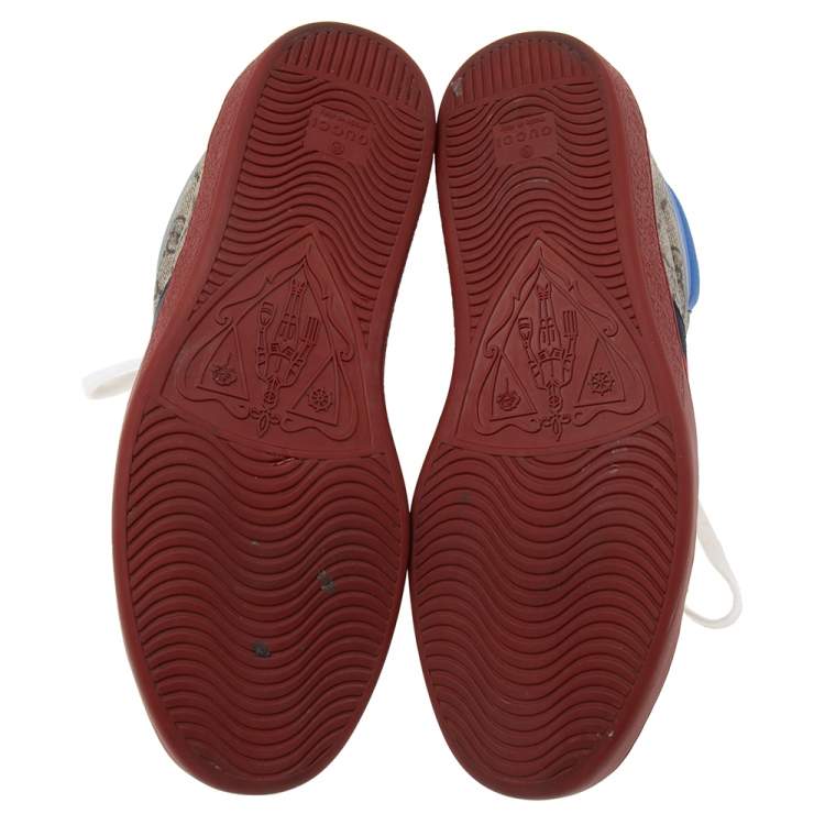 Pre Owned Gucci Multicolor GG Canvas, Nylon and Leather Ace High-Top-Sneakers Size 40