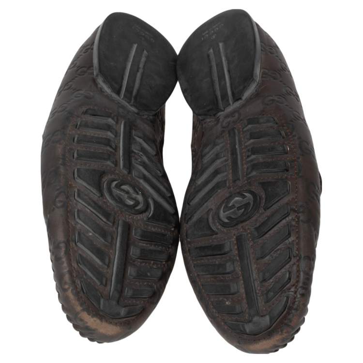 Pre Owned Gucci Brown Guccissima Leather Penny Loafers Size 42.5