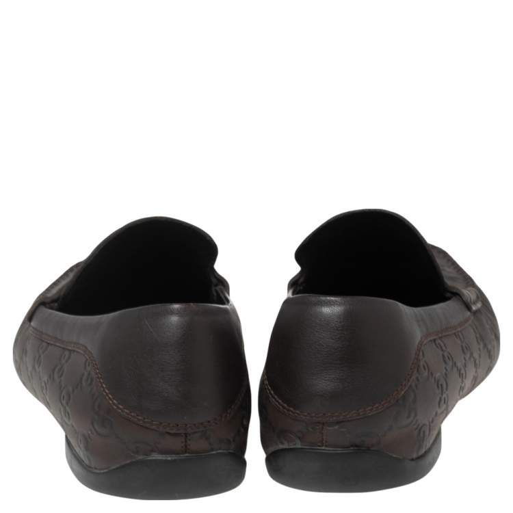 Pre Owned Gucci Brown Guccissima Leather Penny Loafers Size 42.5