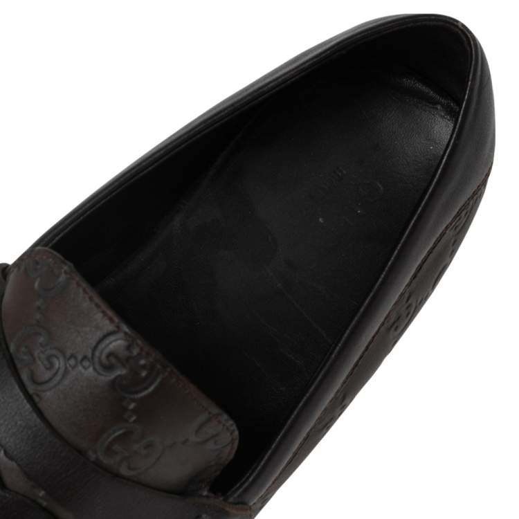 Pre Owned Gucci Brown Guccissima Leather Penny Loafers Size 42.5