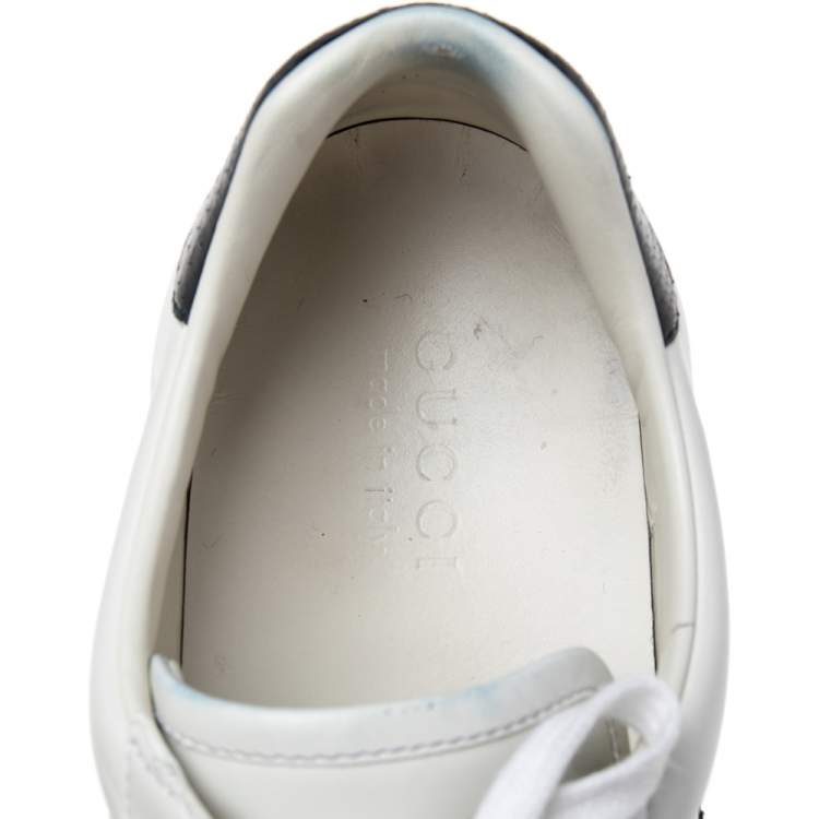 Pre Owned Gucci White Leather Web Ace Low-Top Sneakers Size 43.5