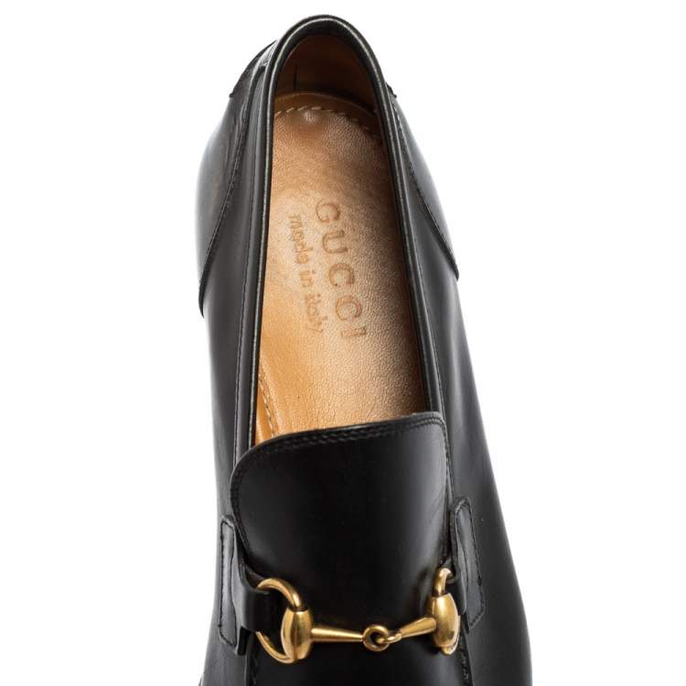 Pre Owned Gucci Black Leather Jordaan Horsebit Loafers Size 42